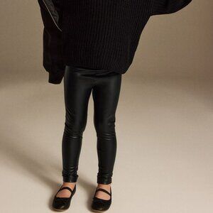 H&M Girls Black Vegan Leather Leggings Back to School Clothes Size 10